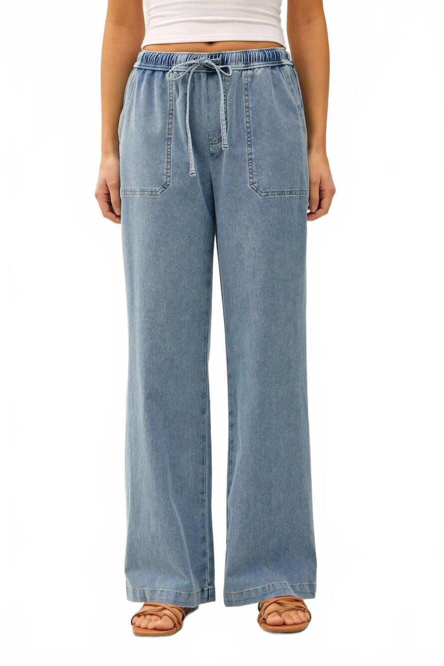 NEW BE COOL cassidy knit denim pants in blue